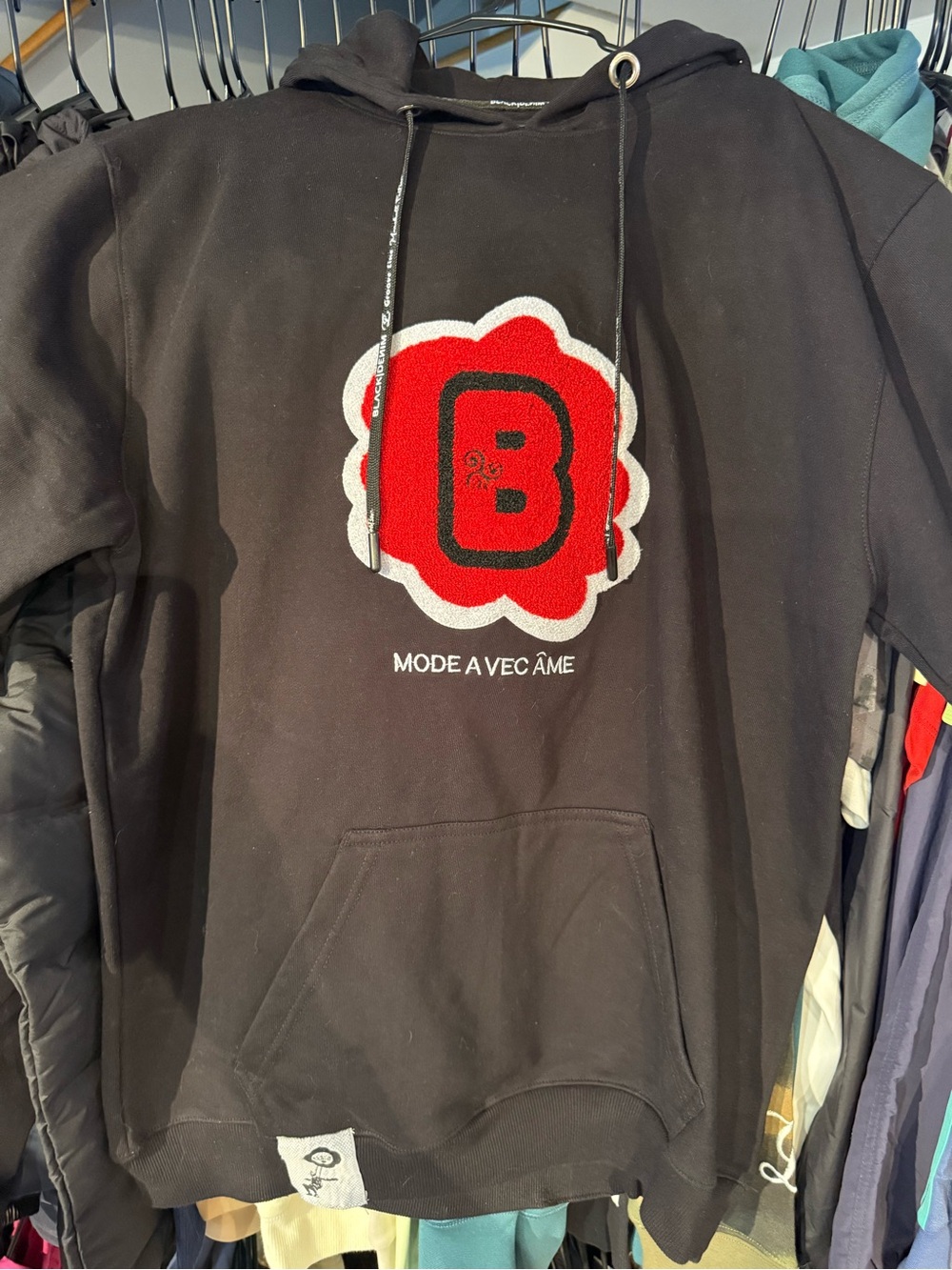 Black Denim premium Hoodie Sweater with Red Emblem - Mode À Avec Âme XXL